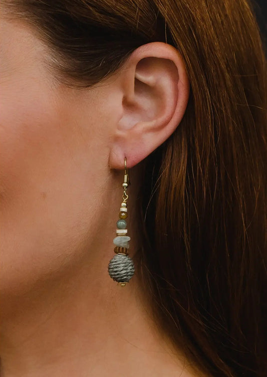 Gray & Multi-Colored Beaded Earrings
