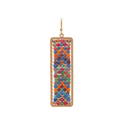 Multicolored Glass Bead Woven Earrings