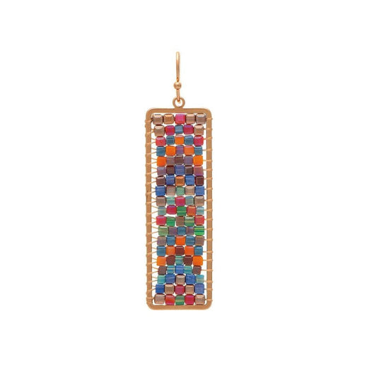 Multicolored Glass Bead Woven Earrings