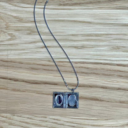 Silver Book Locket Necklace
