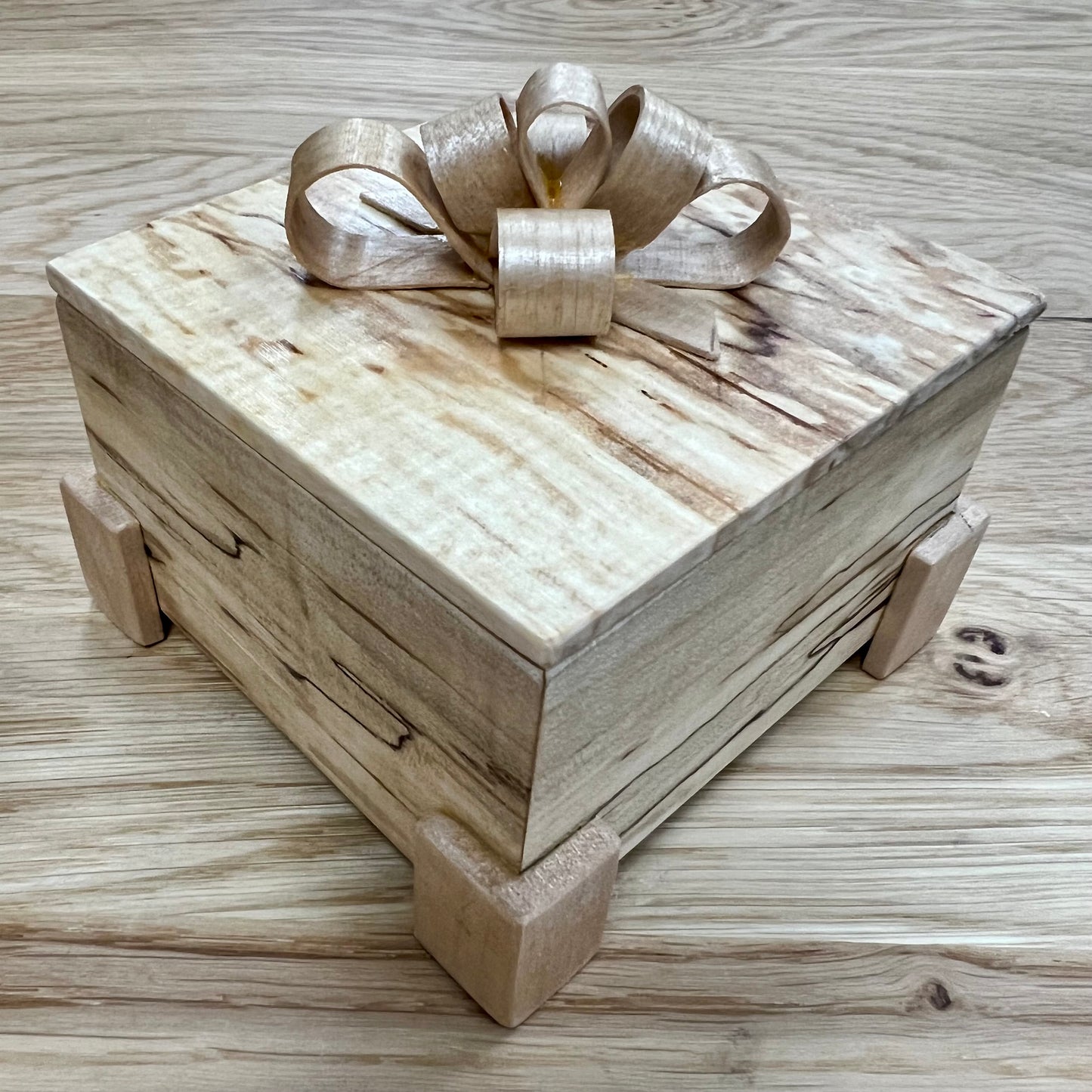 Spalted Maple Square Wood Keepsake Box
