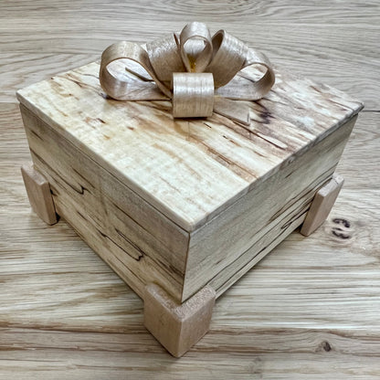 Spalted Maple Square Wood Keepsake Box