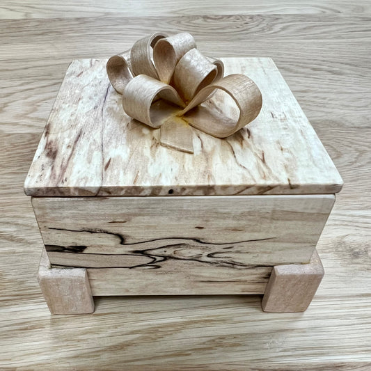 Spalted Maple Square Wood Keepsake Box