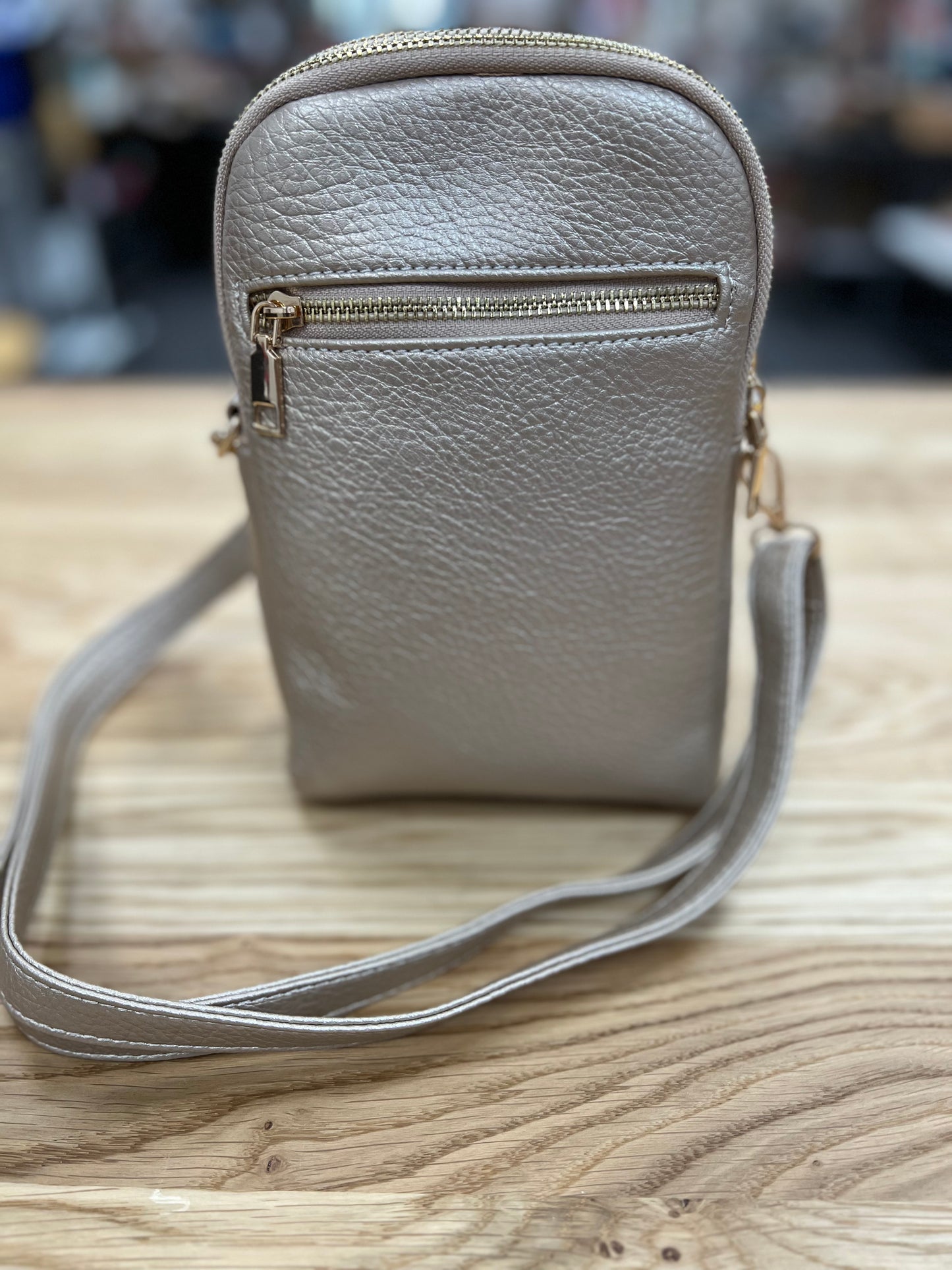 Crossbody With Front Pocket - Gold Shimmer