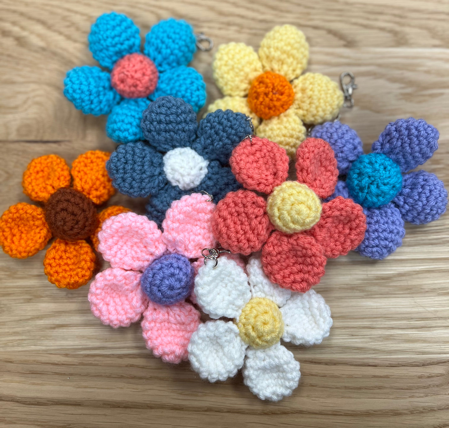 Knit Flower Keychain