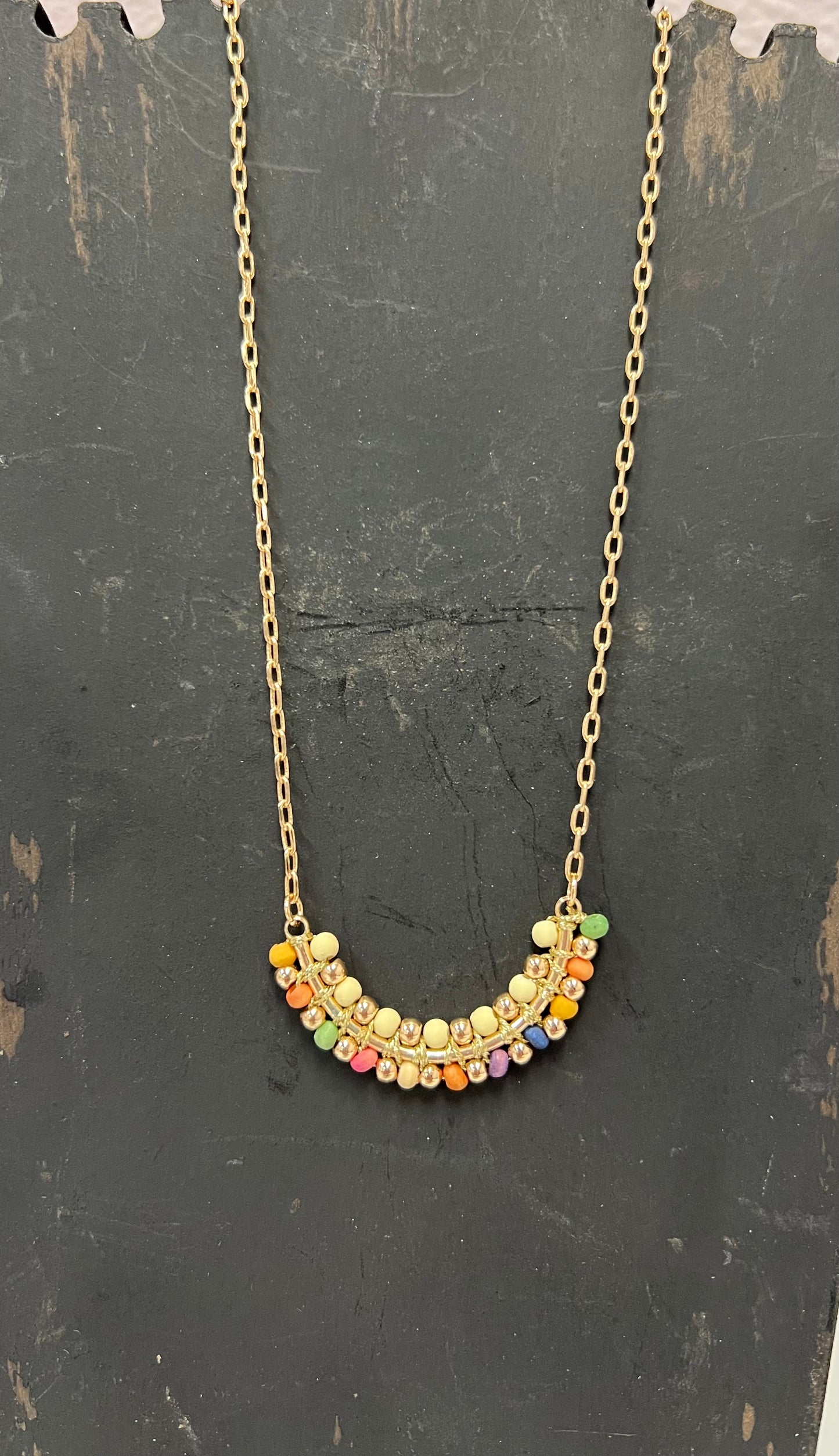 Multicolored Wood Bead Necklace