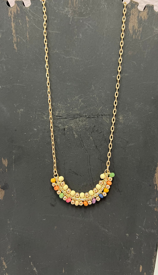 Multicolored Wood Bead Necklace