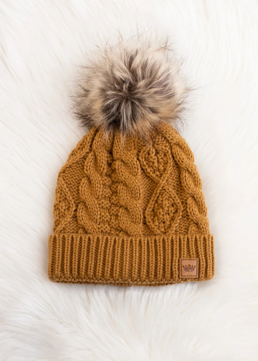 Cable Knit Hat - Camel