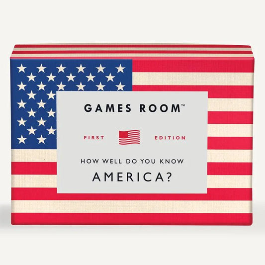 Board game box with American flag design on a white background
