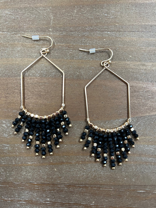 Black Bead Swag Earrings