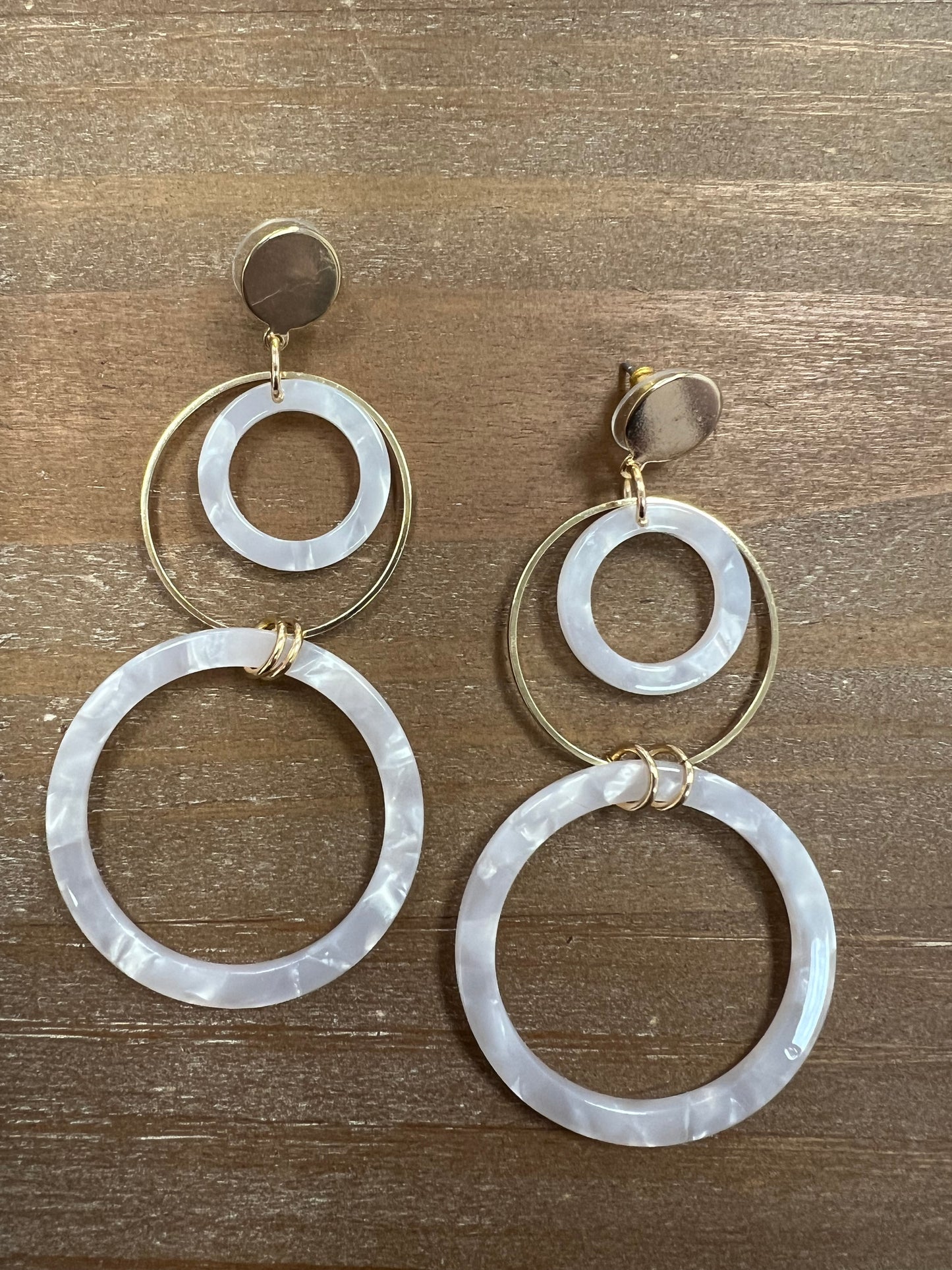 White Ring Drop Earrings