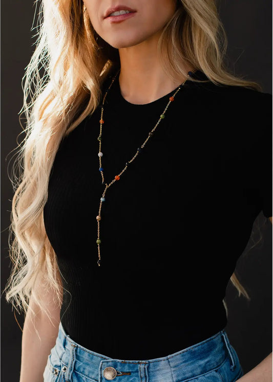 Multi-Colored Beaded Lariat Necklace