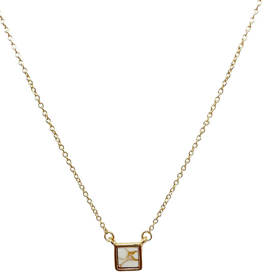 White Marble Charm Necklace