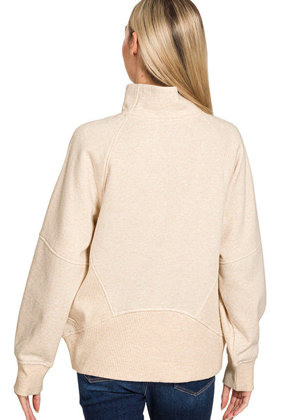 Heather Beige Half Zip Pullover