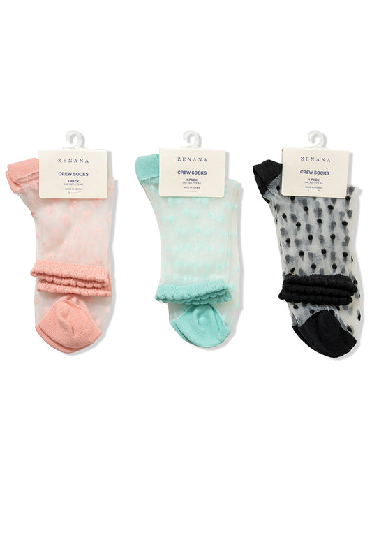 Polka Dot Sheer Crew Socks