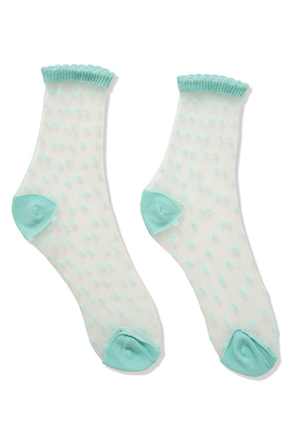 Polka Dot Sheer Crew Socks