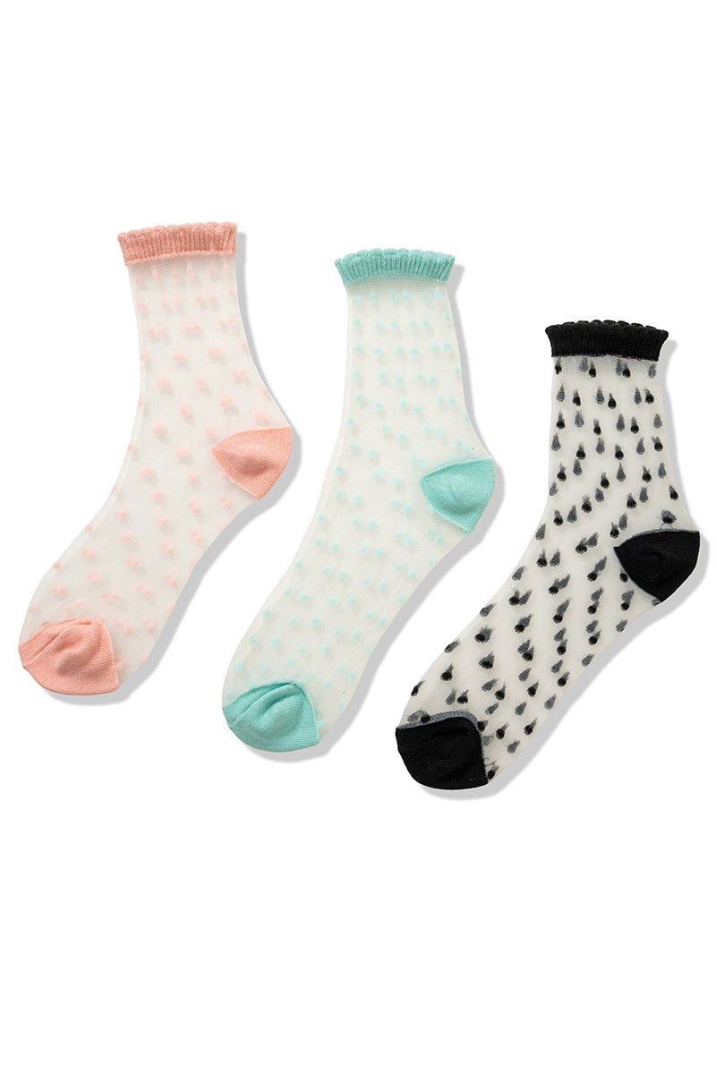 Polka Dot Sheer Crew Socks