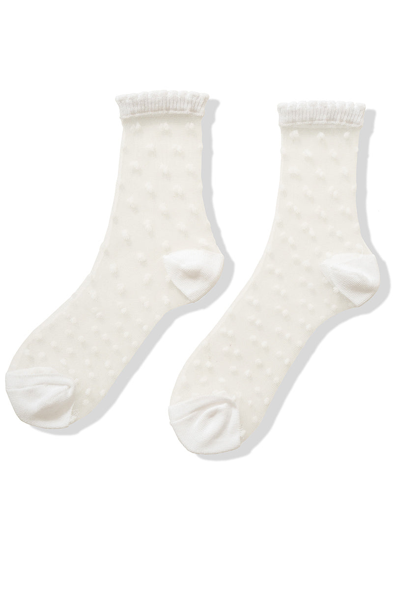 Polka Dot Sheer Crew Socks