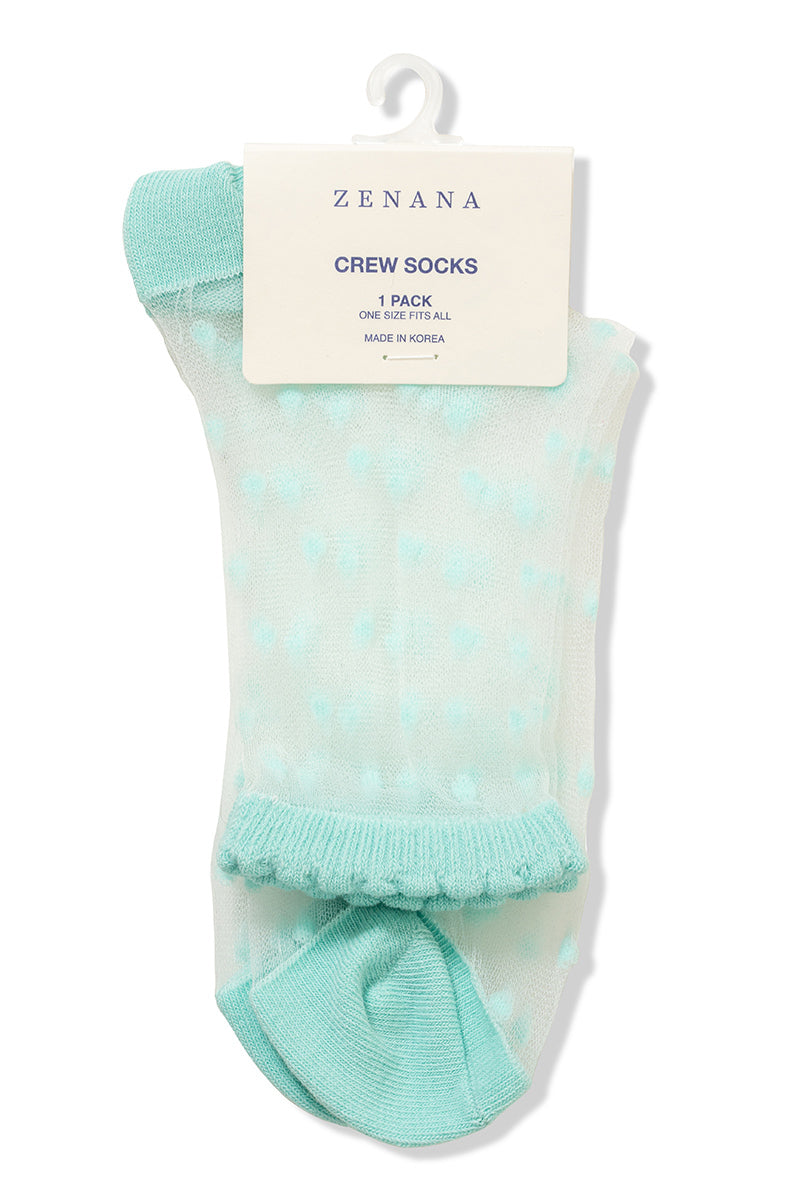 Polka Dot Sheer Crew Socks