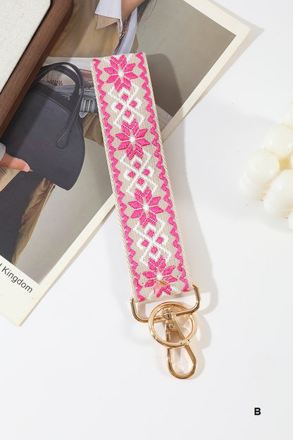 Jacquard Weave Wristlet Keychain
