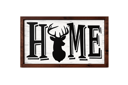 HOME Deer Sign Rustic Farmhouse Cabin Wall Decor 
