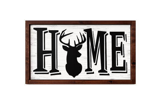 HOME Deer Rustic Decor Wood Sign