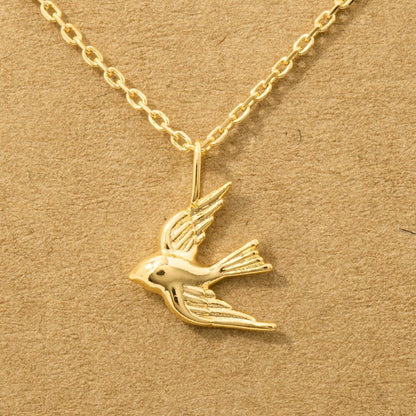 Gold Dipped Flying Bird Pendant Necklace
