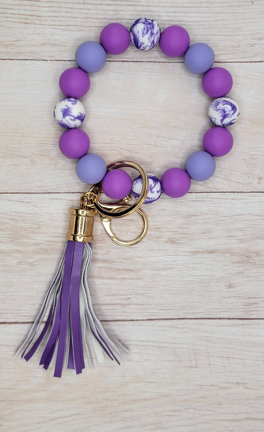 Purple Whimsey Silicone Wristlet Keychain