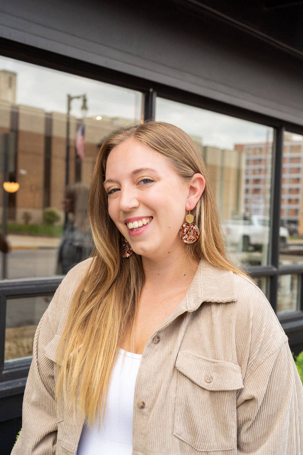 Zoey Earrings - Seafoam & Rust