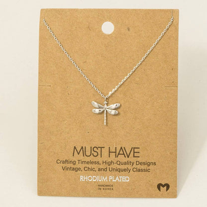 Gold Dipped Dragonfly Pendant Necklace