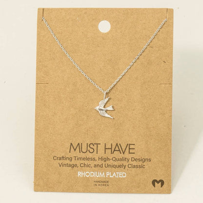 Gold Dipped Flying Bird Pendant Necklace