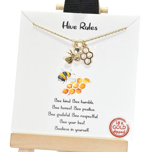 Hive Rules Bee Charm  Necklace