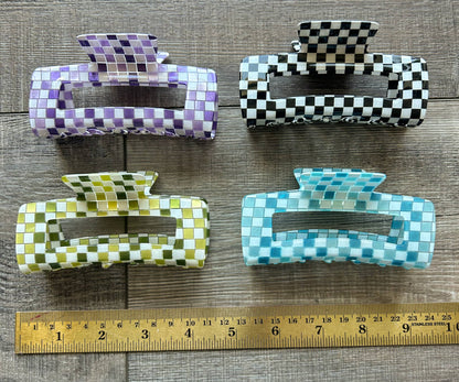 4 Inch Checkered Claw Clip