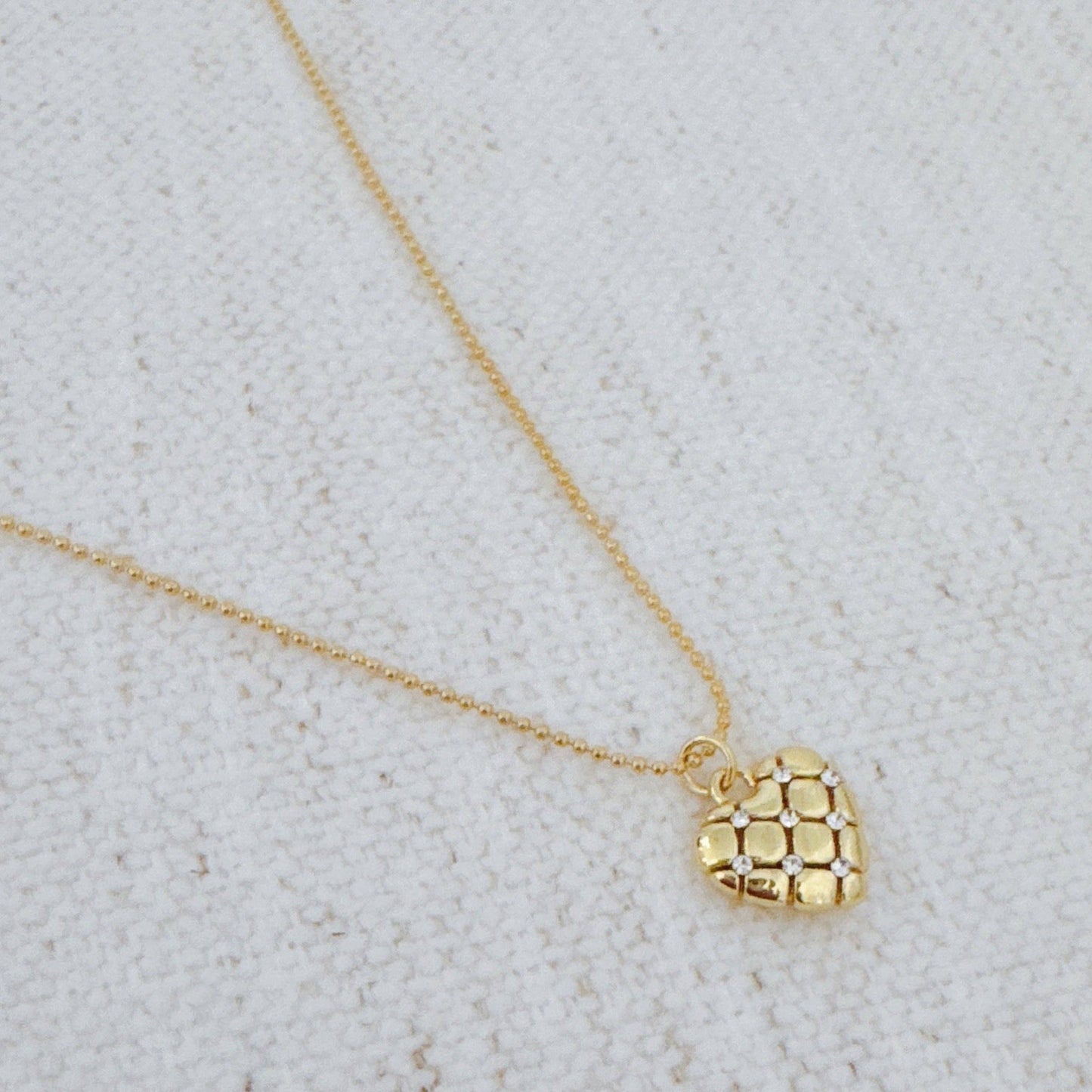 Quilted Luxe Heart Charm Necklace