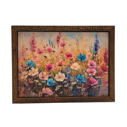 Rustic Decor Sign - Colorful Flower Clusters