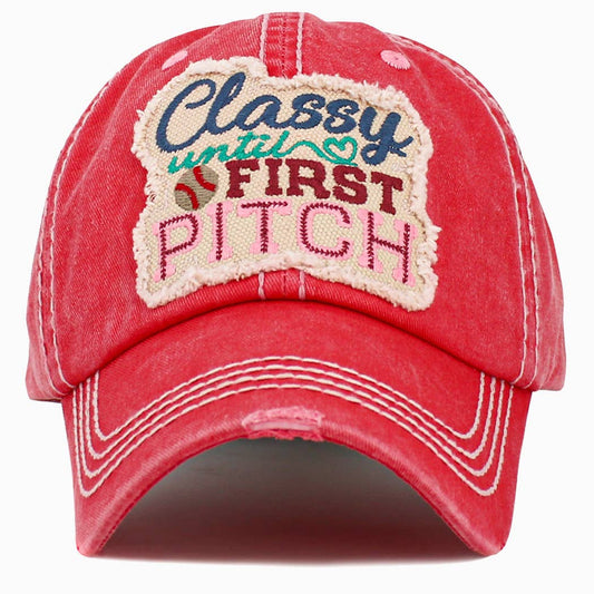 Classy Until First Pitch Ball Cap - Hot Pink