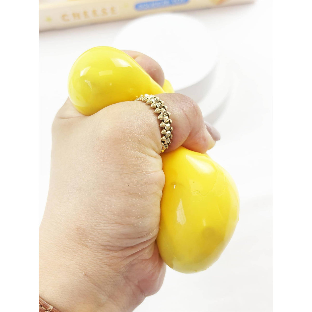 Crunchy and scented Cheese Cube Squishy Toy