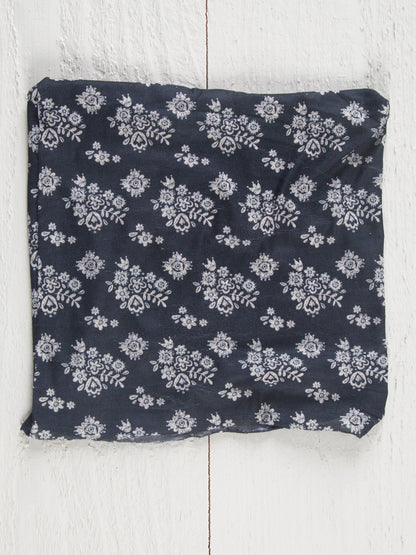 Half Boho Bandeau Headband - Black With Cream Floral