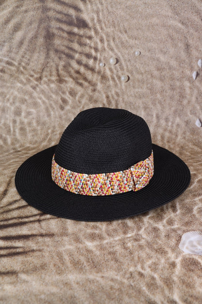 Multi Color Band Panama Hat - Black