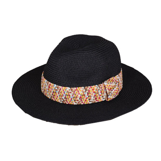 Multi Color Band Panama Hat - Black