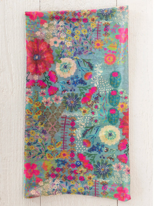 Natural Life Full Boho Bandeau Headband - Blue Garden Patchwork