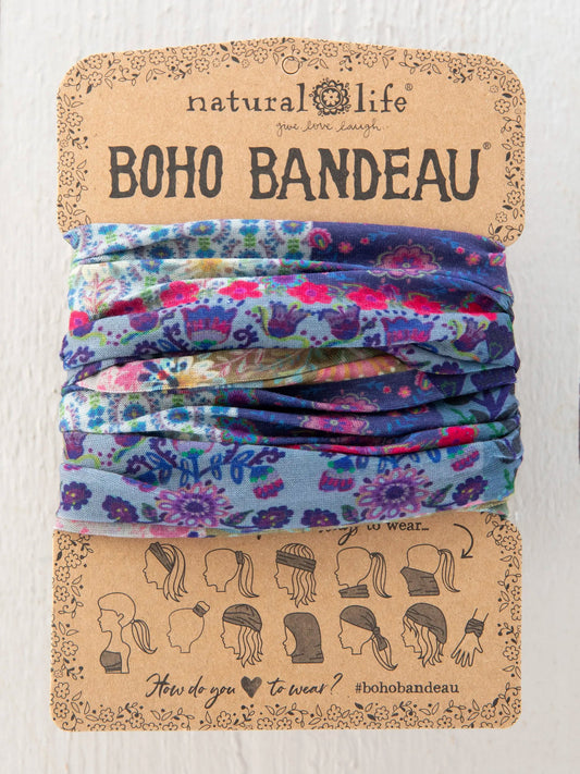 Natural Life Full Boho Bandeau Headband - Blue Patchwork