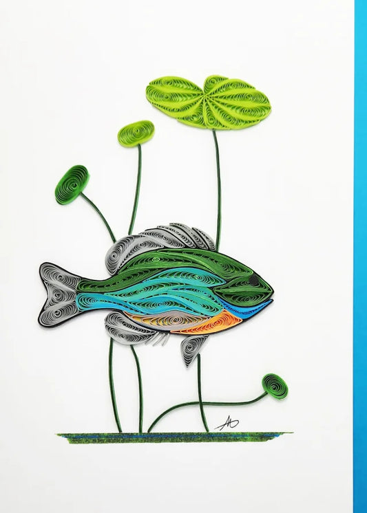 5x7 Quilled Greeting Card - Bluegill Fish