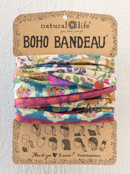 Full Boho Bandeau Headband - Cream Borders