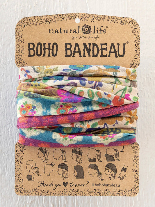 Full Boho Bandeau Headband - Cream Borders