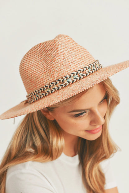 Boho Accent Straw Panama Hat