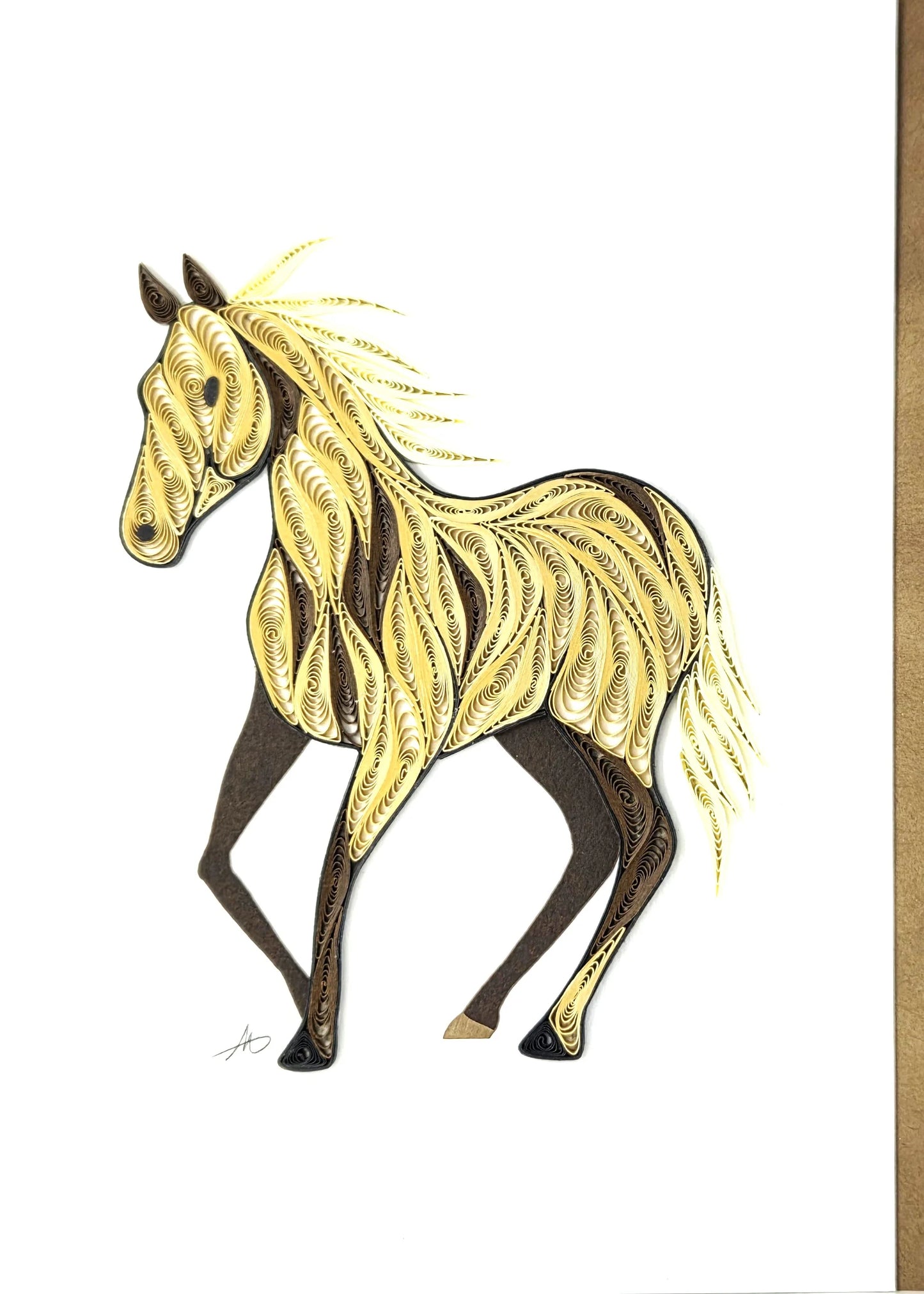 5x7 Quilled Greeting Card - Brown Horse