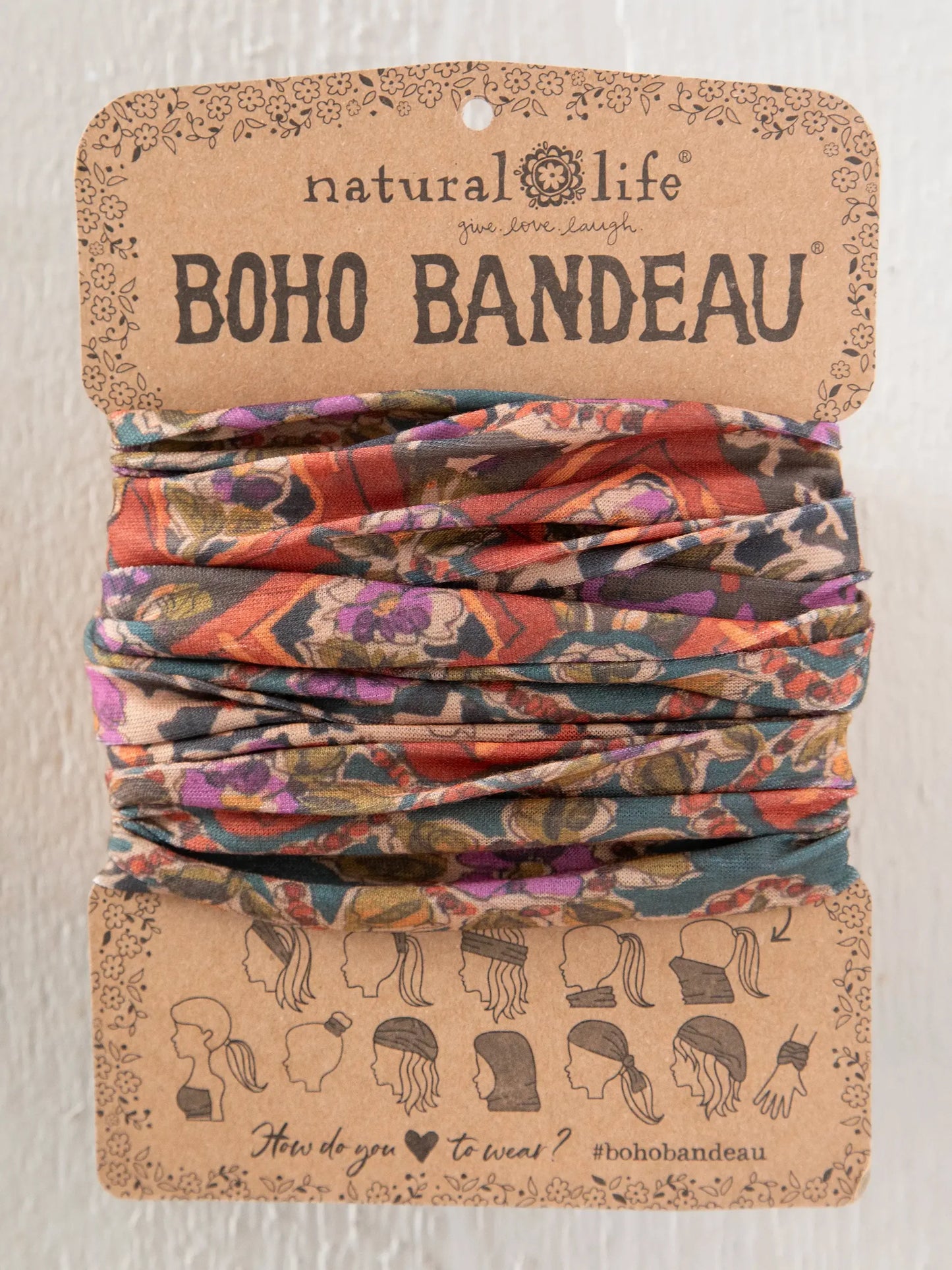 Natural Life Full Boho Bandeau Headband - Brown Tuscany Border