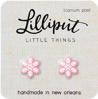 Pink Christmas Snowflake Earrings