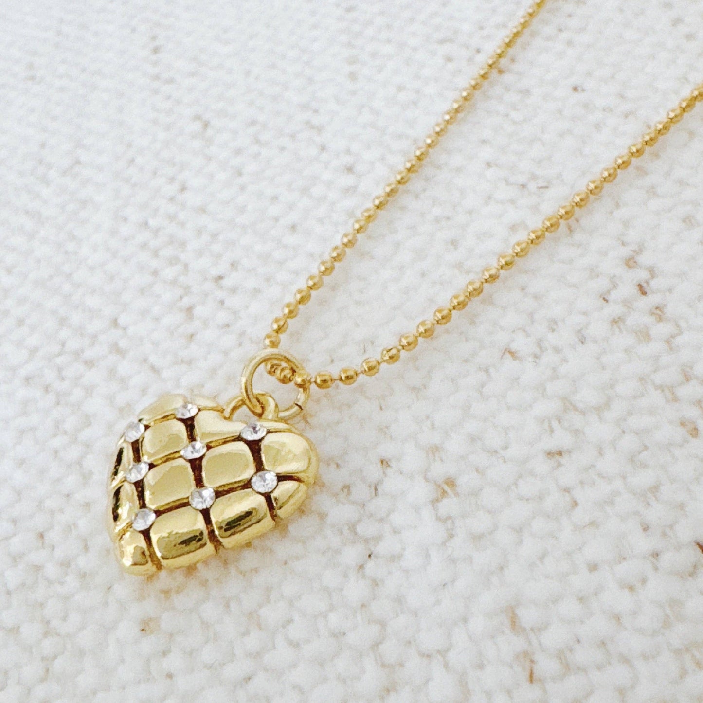 Quilted Luxe Heart Charm Necklace